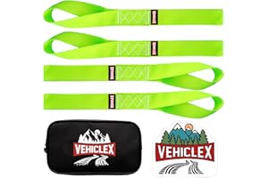 Vehiclex Soft Loop Motorcycle Tie Down Straps 1.5 x 18 inches - Green - 10000 lb Load Capacity - 4 Pack Tie-Down Loops in Storage Bag – Secure Trailering of Bikes, ATV, UTV, Lawn Equipment