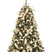 KI Store 7ft Christmas Tree with Ornaments and Lights Champagne