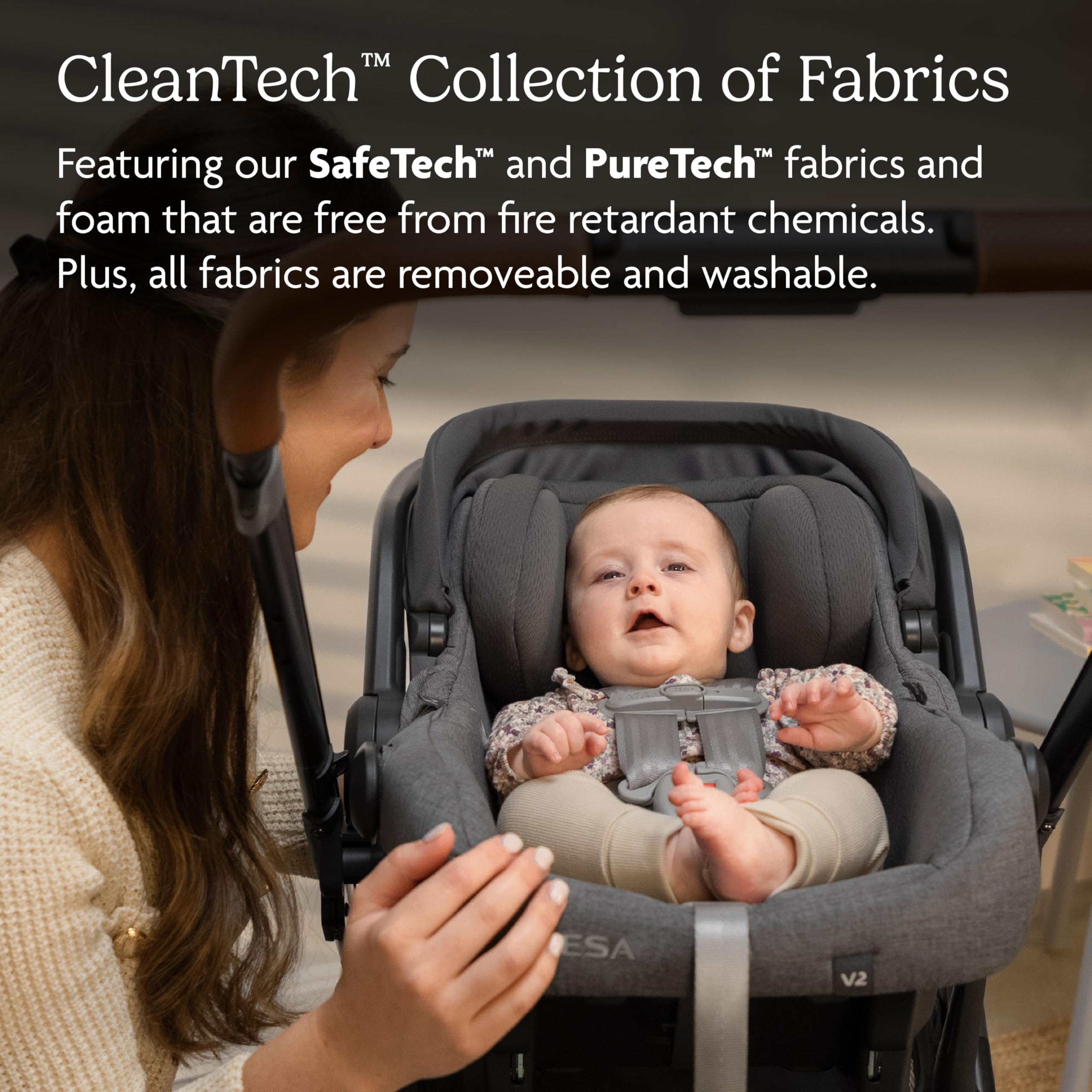 UPPAbaby Mesa V2 Infant Car Seat/Easy Installation/Innovative SmartSecure Technology/Base + Robust Infant Insert Included/Direct Stroller Attachment/Stella (Grey Mélange)
