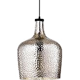 Jojospring Belinda Mouth-Blown Silver Rippled Glass Antique Black Finish Pendant Chandelier