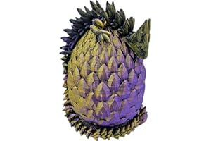 ZZ LIFE Surprise Dragon Egg Articulating Gemstone Dragon Fidget Figurine - 3D Printed Dragons Flexible ADHD, Autism, Relief Anxiety - Articulated Joints (Gold Purple Black)