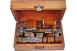 NING STORE 70pcs Alphabet Stamps Vintage Wooden Rubber Letter Number and Symbol Stamp Set for DIY Craft Card Making Happy Planner Scrapbooking Supplies