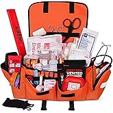 Fully Stocked EMT Trauma Bag – Tactical First Responder Medical Kit with Tourniquet, Chest Seals, Bleeding Control, Gauze, Shears & Bandages – Orange