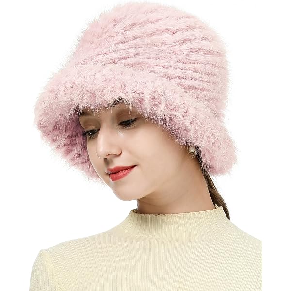 Winter Faux Fur Hat for Women Warm Knitted Fur Cap Beanie  display picture 3