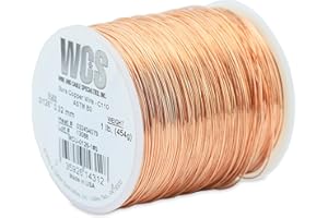WCS WIRE AND CABLE SPECIALTIES, INC. WCS Bare Copper Wire, C110, ASTM B3, MS20995CU, .0126 in (0.32 mm), 28 Gauge, Soft Temper, 1 lb (0.45 kg) Spool, Approx. 1,993 ft (607 m)