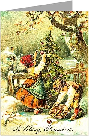 Immagini Vittoriane Natalizie.Vittoriano Bambini Decorare Un Albero Di Natale Con Candele E Mele Vintage Note Cards Boxed Set Amazon It Casa E Cucina