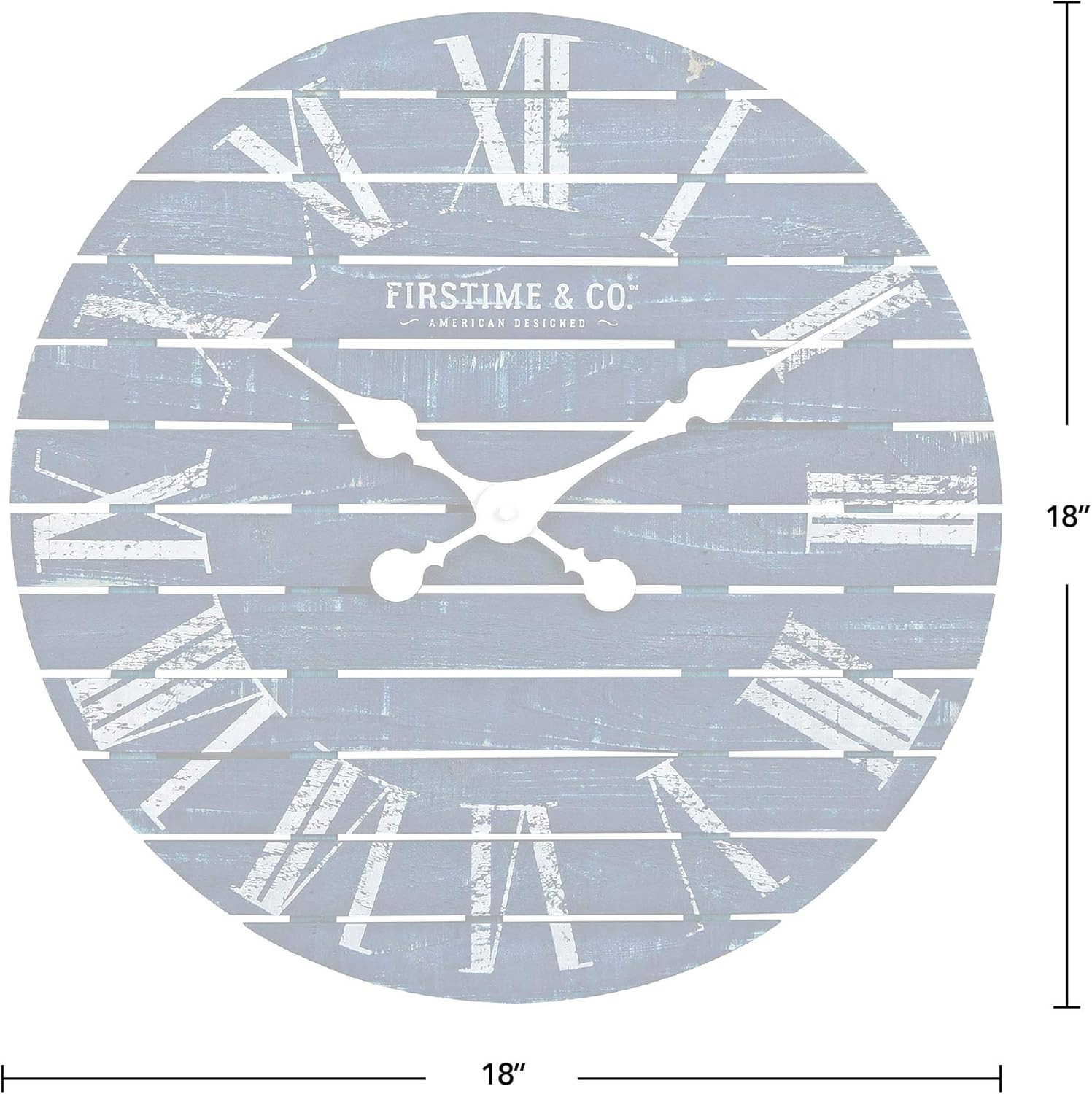 FirsTime & Co. Navy Augustus Farmhouse Shiplap Clock, American Designed, Navy, 18 x 2 x 18 inches: Home & Kitchen