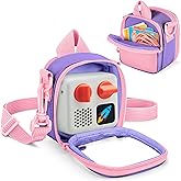 GRAOSO Transparent Carrying Case Compatible with Yoto Mini (2024 Edition), Back Pocket for Cards, Accessory, Small Travel Storage Bag for Audio Player with Detachable Shoulder Strap, Purple (Bag Only)