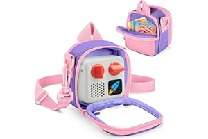 GRAOSO Transparent Carrying Case Compatible with Yoto Mini (2024 Edition), Back Pocket for Cards, Accessory, Small Travel Storage Bag for Audio Player with Detachable Shoulder Strap, Purple (Bag Only)