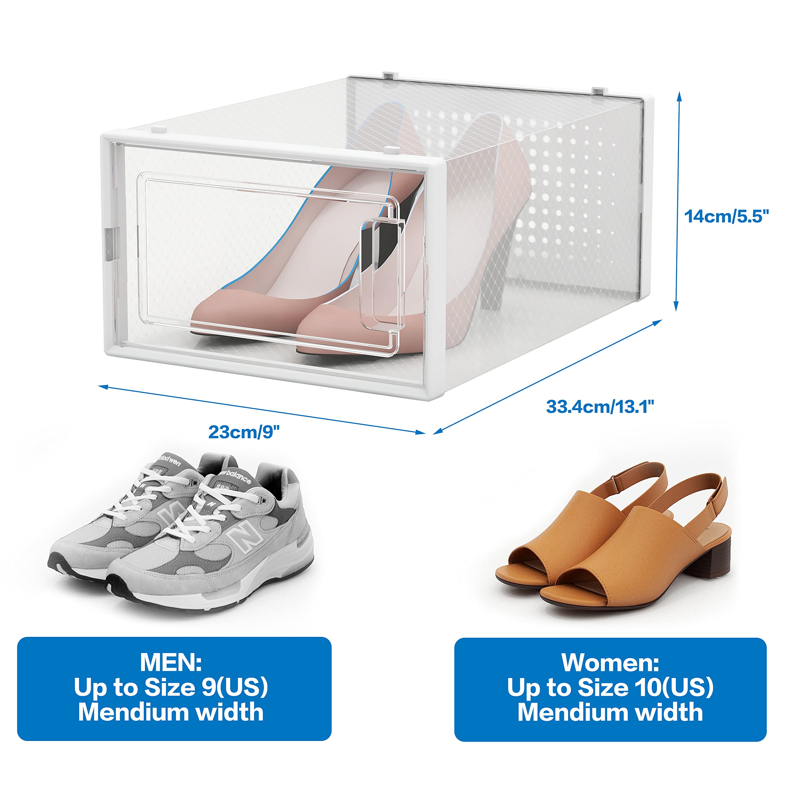 Mua 12 Pack Shoe Organizer Storage Bins Clear Plastic Stackable Shoe ...