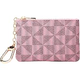 Leather Coin Purse for Women with KeyChain Small Zipper Change Purse coin Pouch Card Holder Wallet Clutch for Women & Men(Pink)