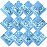 Suhine 12 Pcs Bandanas Bulk 22 x 22 Inch Paisley Headband Cowboy Handkerchief Christmas Thanksgiving Gift for Women Men