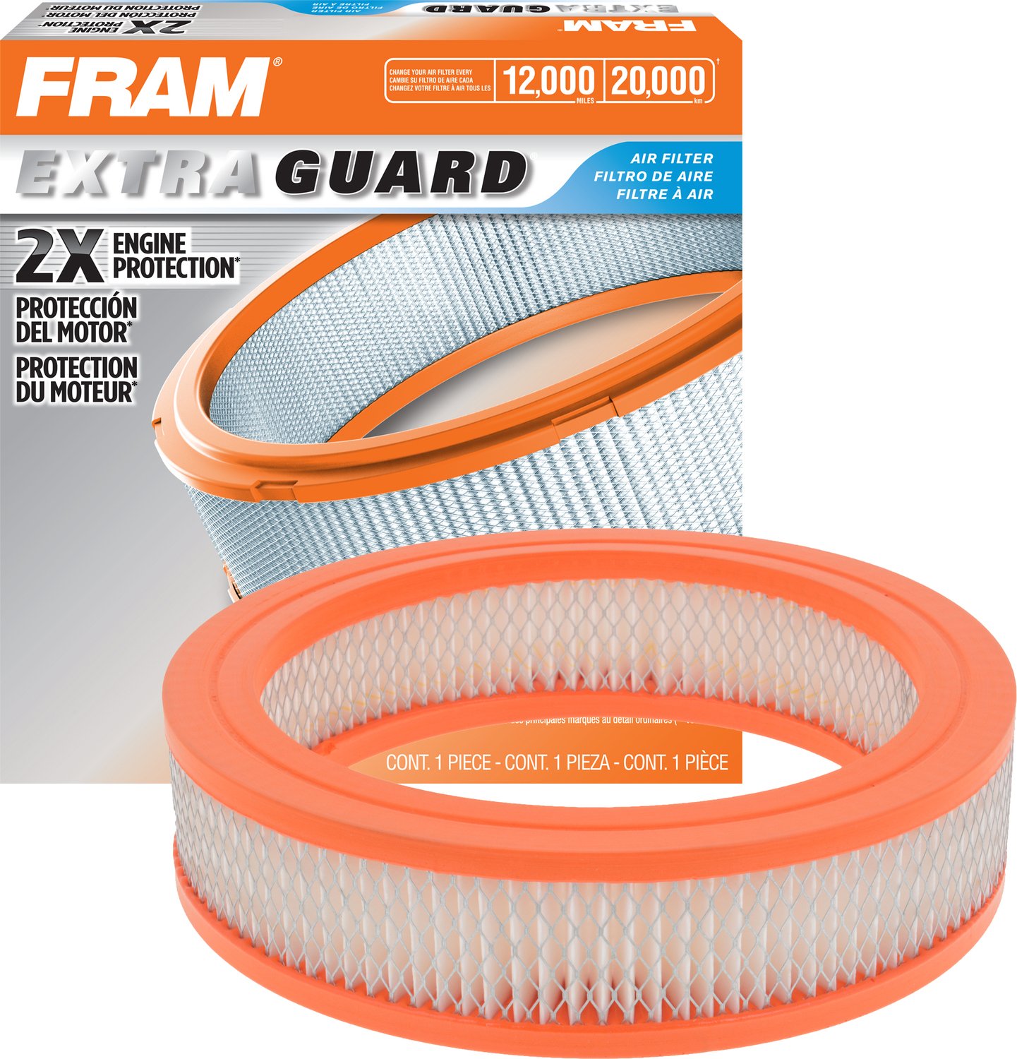 FramExtra Guard Round Plastisol Engine Air Filter Replacement, Easy Install w/Advanced Engine Protection and Optimal Performance, CA352