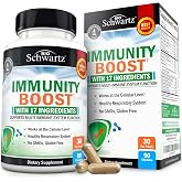 Immune Support Supplement for Adults with Vitamin C and Zinc, 90 Capsules | Elderberry, Ginger, Bee Propolis, Beta Carotenes Immunity Boost for Adults, Immune Defense Antioxidant Vitamins, BioSchwartz