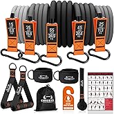 Resistance Bands with Handles, 175lb Exercise Bands for Working Out, Fitness Bands, Workout Bands with Door Anchor and Ankle Straps, Physical Therapy, Yoga, Strength Training Home Gym Equipment