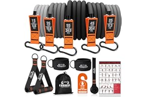COOBONS FITNESS Resistance Bands with Handles, 175lb Exercise Bands for Working Out, Fitness Bands, Workout Bands with Door Anchor and Ankle Straps, Physical Therapy, Yoga, Strength Training Home Gym Equipment