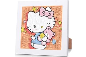 Sretoul Cartoon Diamond Art Kits for Kids with Frame - Kid Diamond Art Painting Kit Cartoon, Cute Gem Arts for Kids Ages 4 6 8 12, Easy DIY Crystal Gem Kits for Children Girls Boys Gifts (7x7 inch)