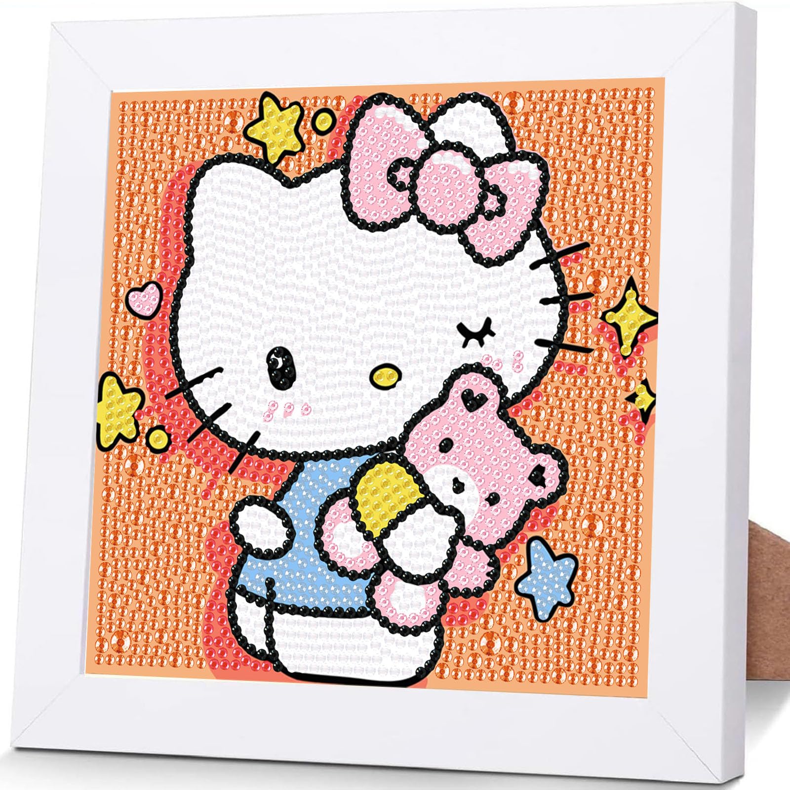 Sretoul Cartoon Diamond Art Kits for Kids with Frame - Kid Diamond Art Painting Kit Cartoon, Cute Gem Arts for Kids Ages 4 6 8 12, Easy DIY Crystal Gem Kits for Children Girls Boys Gifts (7x7 inch)