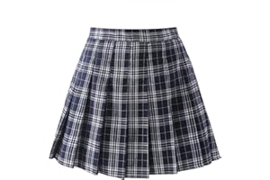 BIRBYRRLY Women's & Girls' Pleated Plaid Mini Skirt School Girl Skirts Skorts Mom and Daughter Matching Outfits