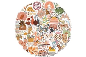 Benresive 50 Pcs Cute Stickers for Teens, Water Bottle Stickers, Preppy Boho Aesthetic Sticker Packs, Vinyl Waterproof Scrapbook Laptop Bulk Stickers for Adults Girls Kids