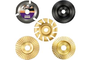 TOOVEM A FAMILY OF MANUFACTURERS TOOVEM Wood Carving Disc Set 5 PCS Wood Grinding Wheel Sets Flap Discs and 12 Teeth Manganese Steel Wood Carving Disc for 4" and 4-1/2" Angle Grinder Cutting Works and Grinding Polishing