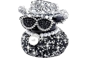 wonuu Black Diamond Rubber Duck Car Ornaments Funny Office Gifts Dashboard Decorations for Cool Car Accessories with Black