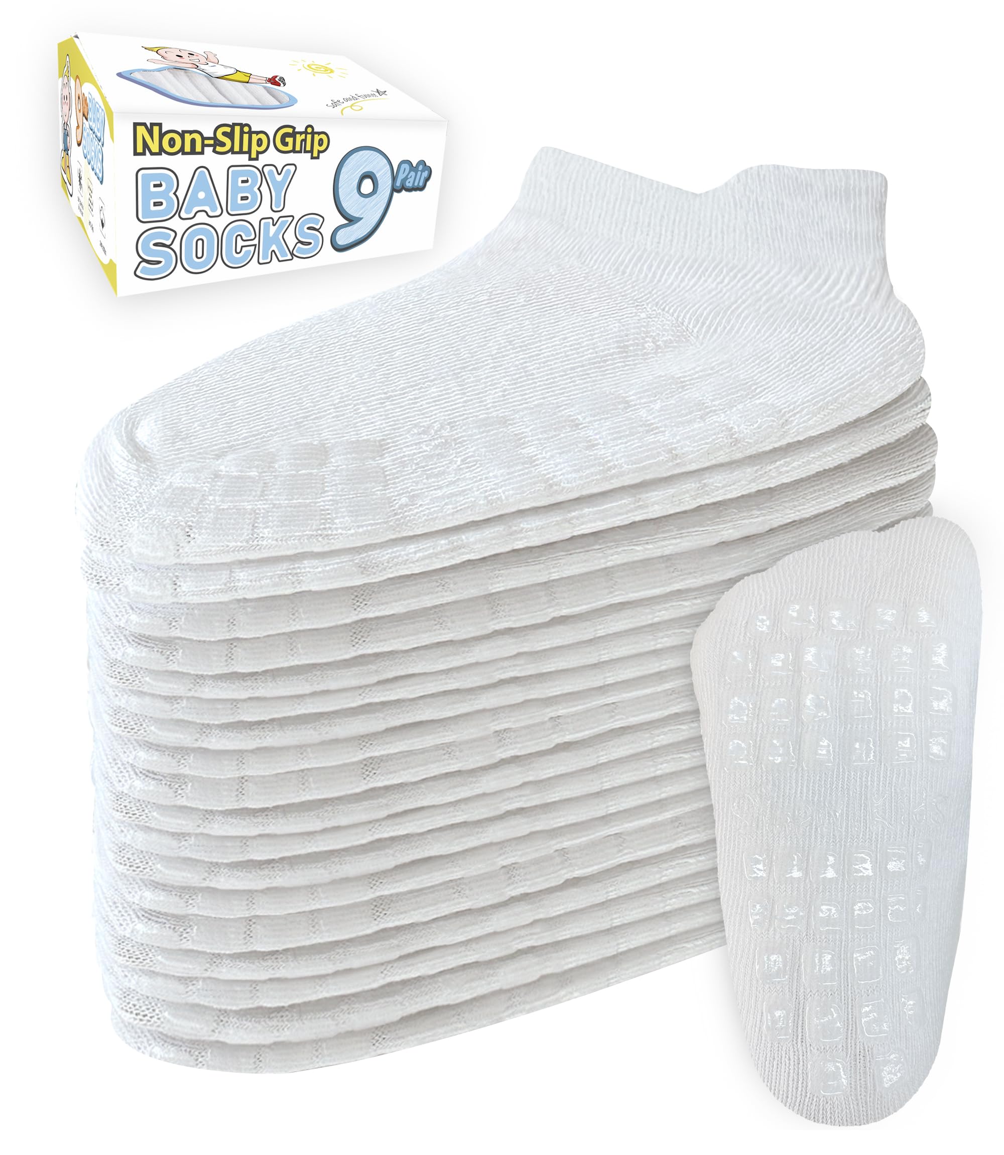 Photo 1 of Simply Kids Toddler White Socks with Grippers (9 Pairs) for 0 to 7 Years Old Girls Boys Baby 1-3t 3-4t 4-5t