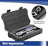WORKPRO 39-Piece Drive Socket Set 1/4 and 3/8, CR-V Metric Imperial Sockets view 6