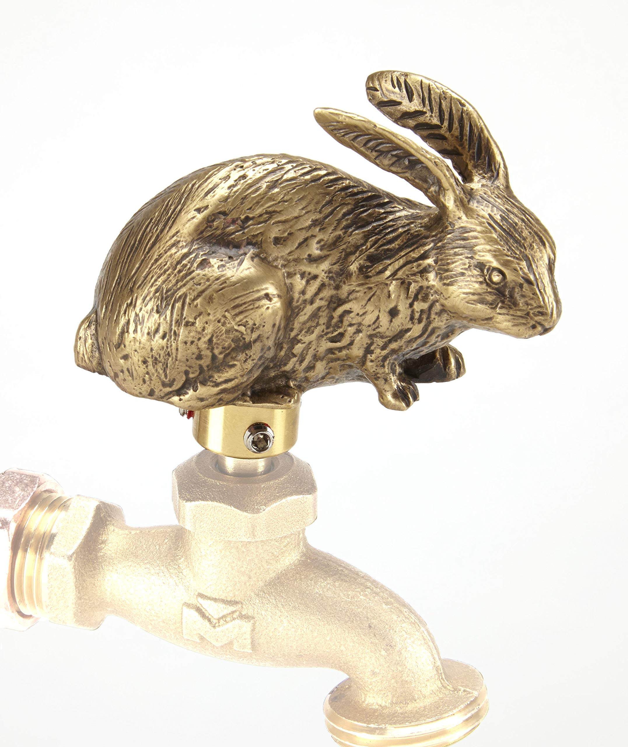 Festive FAUCETS Rabbit - Decorative Outdoor Faucet Handle with Universal Adapter, Brass, DIY, Replacement Handle Only (Faucet not Included)