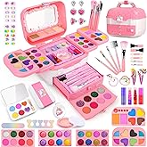 Auney 80 PCS Kids Makeup Kit for 3 4 5 6 7 8 Years Old, Unicorn Girls Toy for Little Girls Birthday, Princess Toys Dress Up Toy for Performance Dance Show Role Play Party