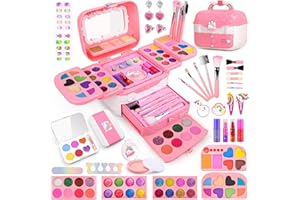 Auney 80 PCS Kids Makeup Kit for 3 4 5 6 7 8 Years Old, Unicorn Girls Toy for Little Girls Birthday, Princess Toys Dress Up Toy for Performance Dance Show Role Play Party