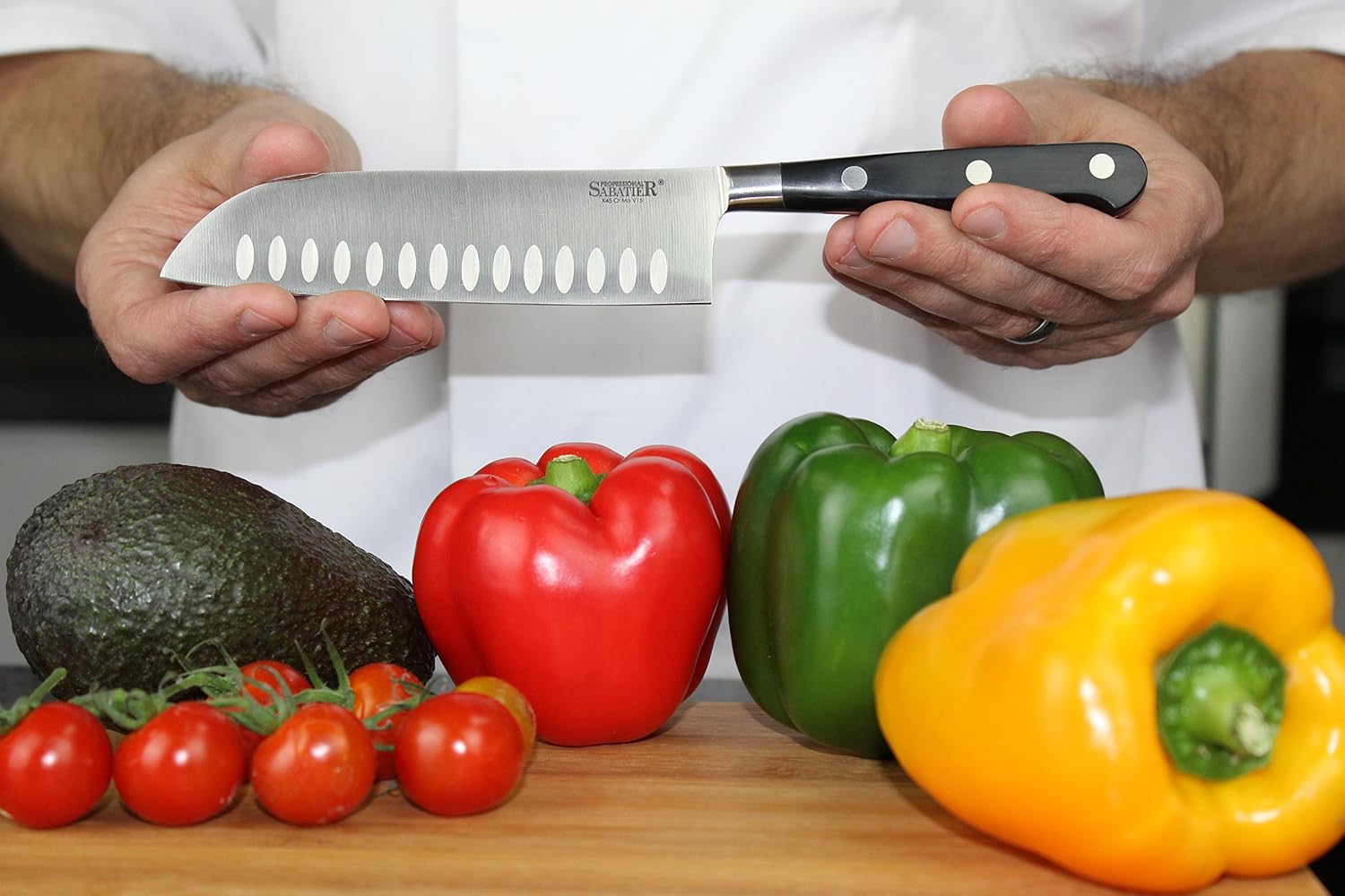 Professional Sabatier Knife Set 2 Piece, 13cm/5” Santoku & Utility Knives. Full Tang Blade. High Grade - Image 4