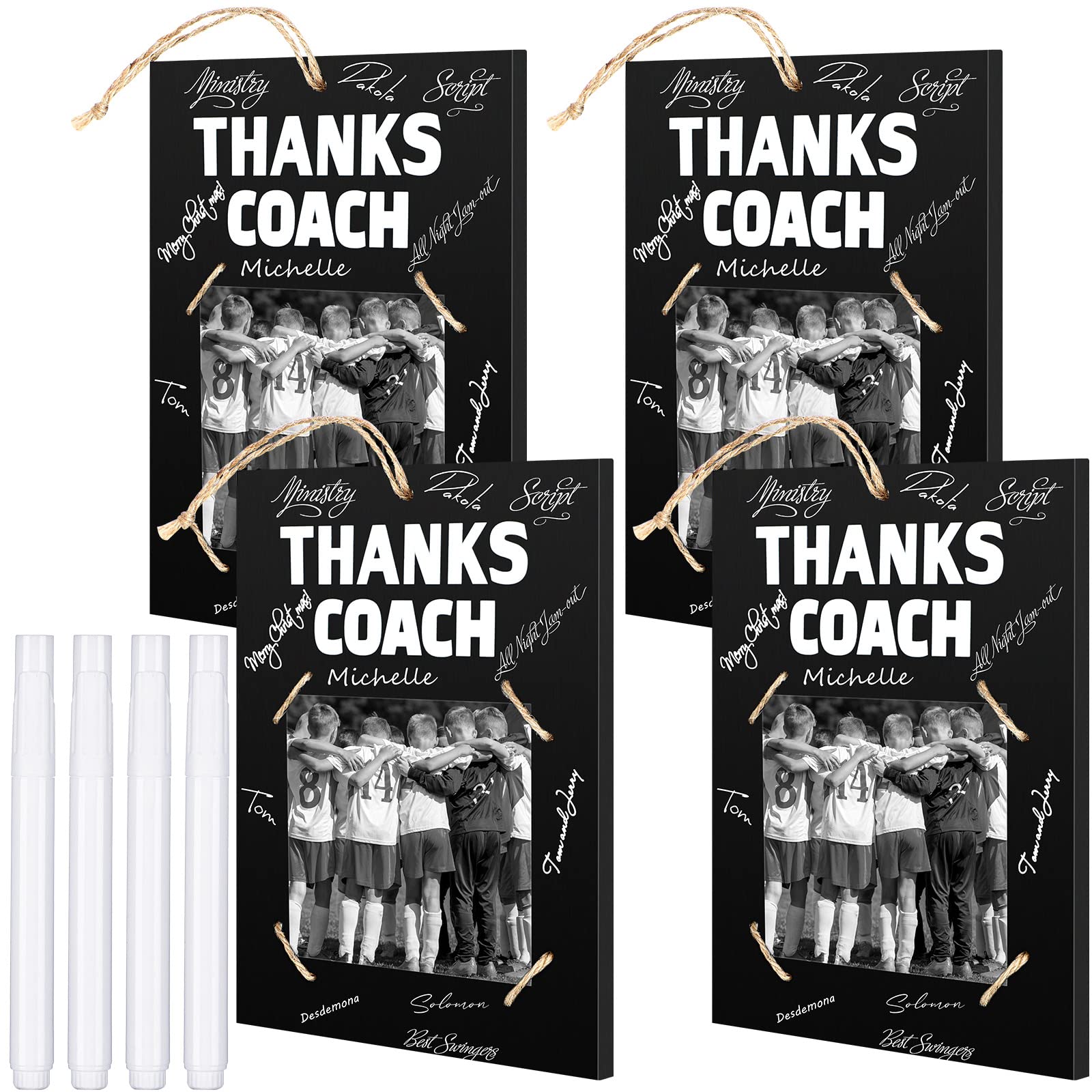 View 1 of Chunful 8 Pcs Coach Appreciation Gift Thanks Coach Frame Wood Photo Picture Frame with Pen for Soccer Football Basketball Volleyball Funny Gift Idea for Appreciation Christmas Birthday(Classic Style)