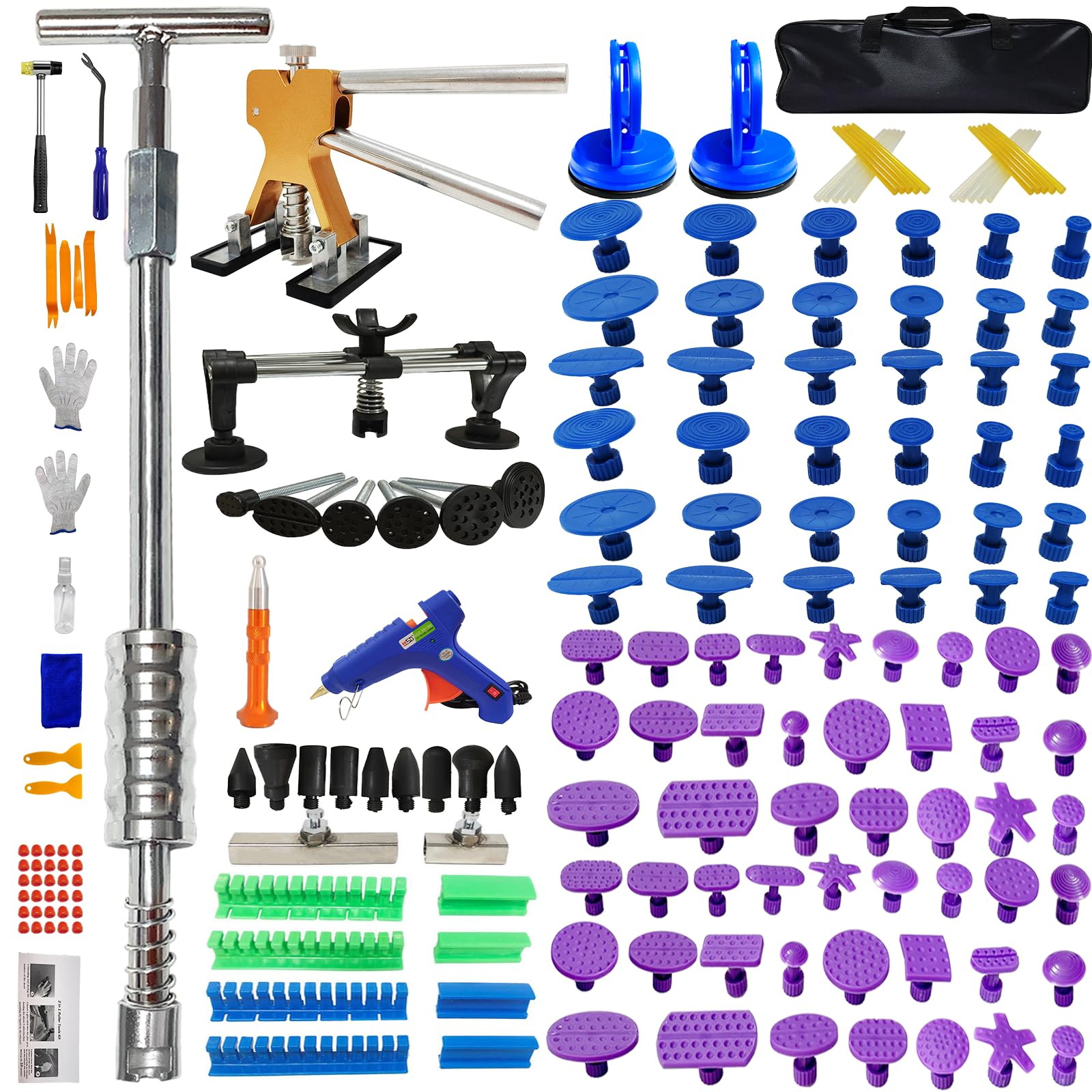 Photo 1 of 176pcs M16 Big Size Anti-slip Slide Puller,Paintless Car Dent Removal Kit,Bodywork Hail Damage Repair,Auto Body Dent Removal Tools,Dent Pulling Dings Remover Tools Kit(176pcs M16 Slide Puller)