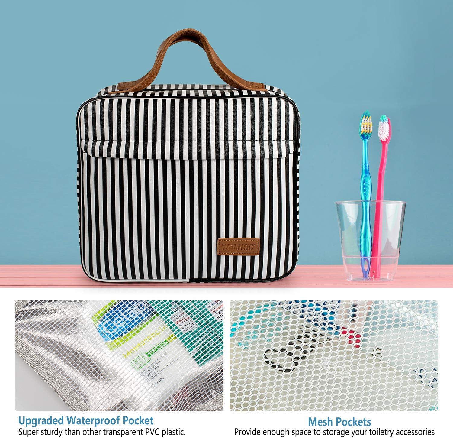 Toiletry Bag, WDLHQC Travel Hanging Makeup Bag ,Waterproof Large Cosmetic Make up Organizer for Travel Accessories Kit,Bathroom Shower,Gifts for Her/Women,Men