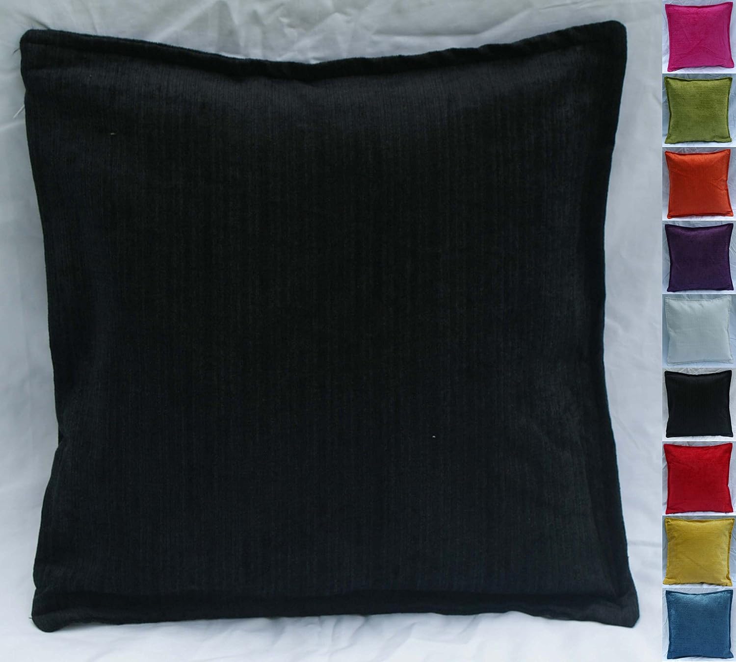 CUSHION COVERS PLAIN Chenille (Black, 40x40cm) Amazon.co.uk Kitchen