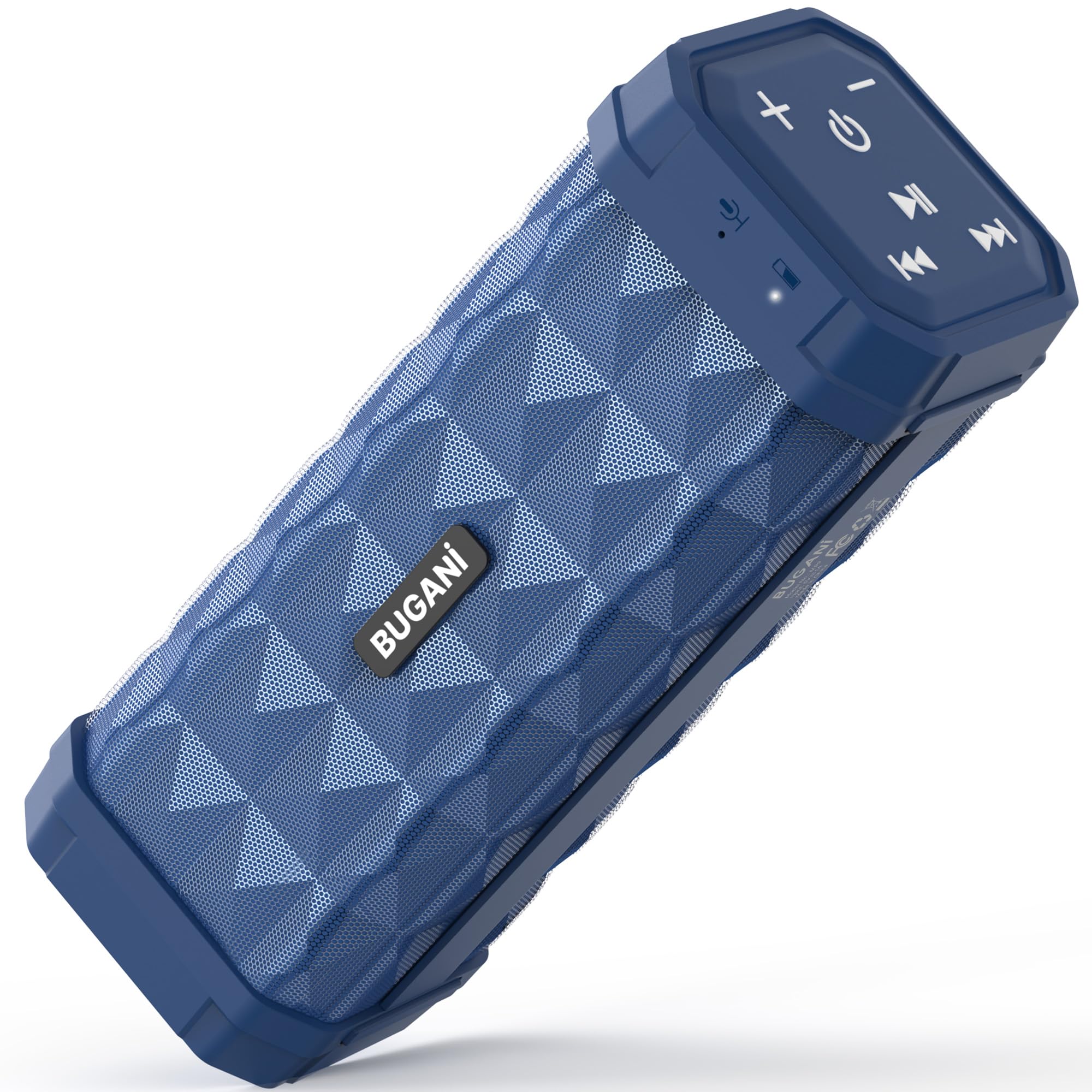 BUGANI Bluetooth Speaker, Portable Wireless Speaker with Loud Stereo Sound, 24H Playtime, IPX5 Waterproof Bluetooth Speakers for Outdoor, Home, Travel, Built-in Mic, 100ft Range (Blue)