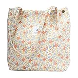 TOPASION Cute Corduroy Tote Bag Canvas Shoulder