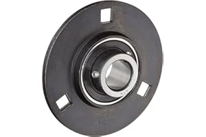 NTN AELPF205-100 Light Duty Flange Bearing, 3 Bolts, Eccentric Lock, Non-Relubricatable, Contact Seals, Pressed Steel, Inch, 1" Bore, 2-63/64" Bolt Hole Spacing Width, 3-3/4" Height