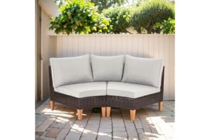 HUMMUH Outdoor Modular Sectional Couch All Weather PE Wicker Patio Sofa Half-Moon Loveseat for Garden Porch Backyard