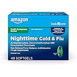 Amazon Basic Care Nite Time Cold & Flu Relief Softgels, Pain Reliever, Fever Reducer, Cough Suppressant & Antihistamine, 48 C