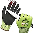 Schwer ProGuard Highest Level Cut Resistant Work Gloves PR3326 for Extreme Protection, ANSI A9 Working Gloves with Sandy Nitrile Coated, Touch-screen, Durable, Machine Washable, Yellow 1 Pair（L）