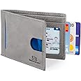 SERMAN BRANDS RFID Blocking Slim Bifold Genuine Leather Thin Minimalist Front Pocket Wallets for Men Billfold Wallet Men Gift (Slate Gray 2.0)