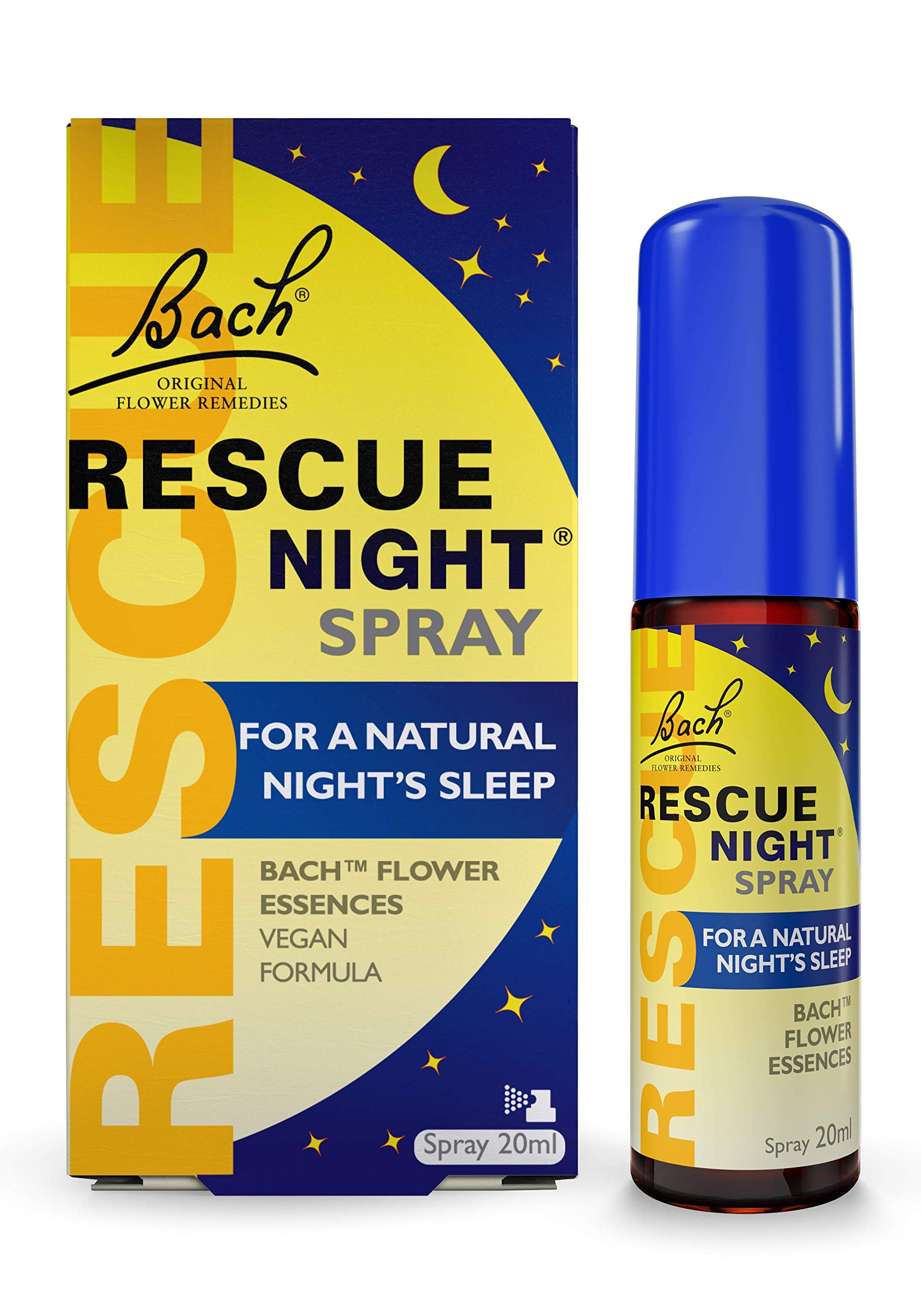 Rescue Night Spray (20ml), for A Natural Night's Sleep, Natural Flower Essences, Helps Switch Off from Repetitive Thoughts, Disconnect from Distractions, Night Support, Aid a Restful Night