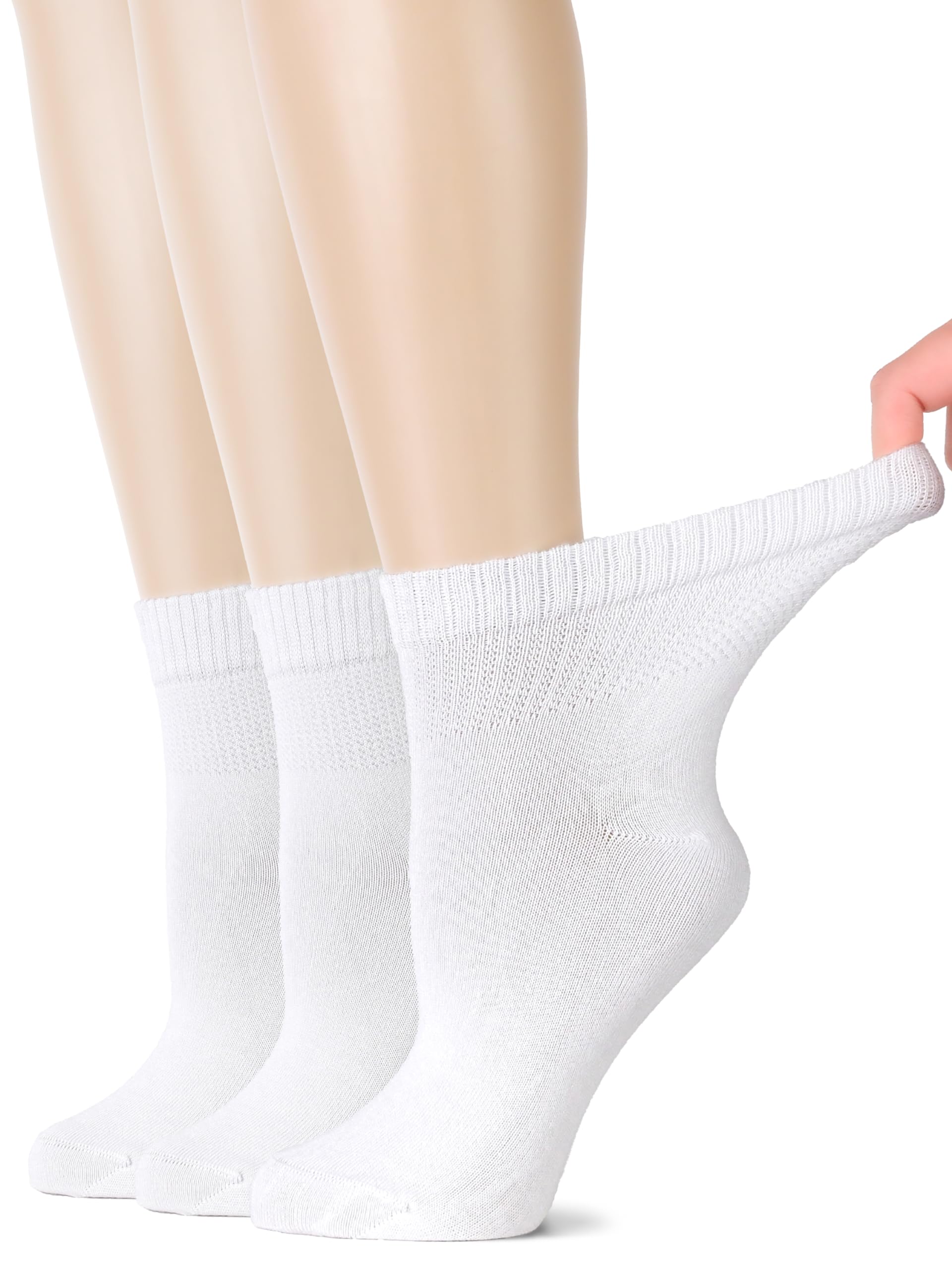 Hugh Ugoli Women's Bamboo Diabetic Ankle Socks, Super Soft Seamless Toe Non Binding, Wide, Loose Fit & Stretchy, 3 Pairs