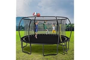 Evedy 16FT 14FT 12FT Trampoline Set with Swing, Slide, Basketball Hoop,Sports Fitness Trampolines with Enclosure Net, Recreational Trampolines for Outdoor Indoor
