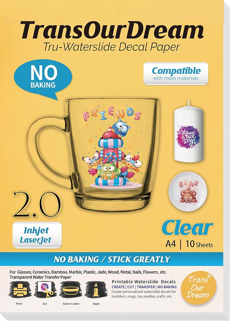 TransOurDream Tru-Waterslide Decal Paper Clear 2.0 A4 10 Sheets