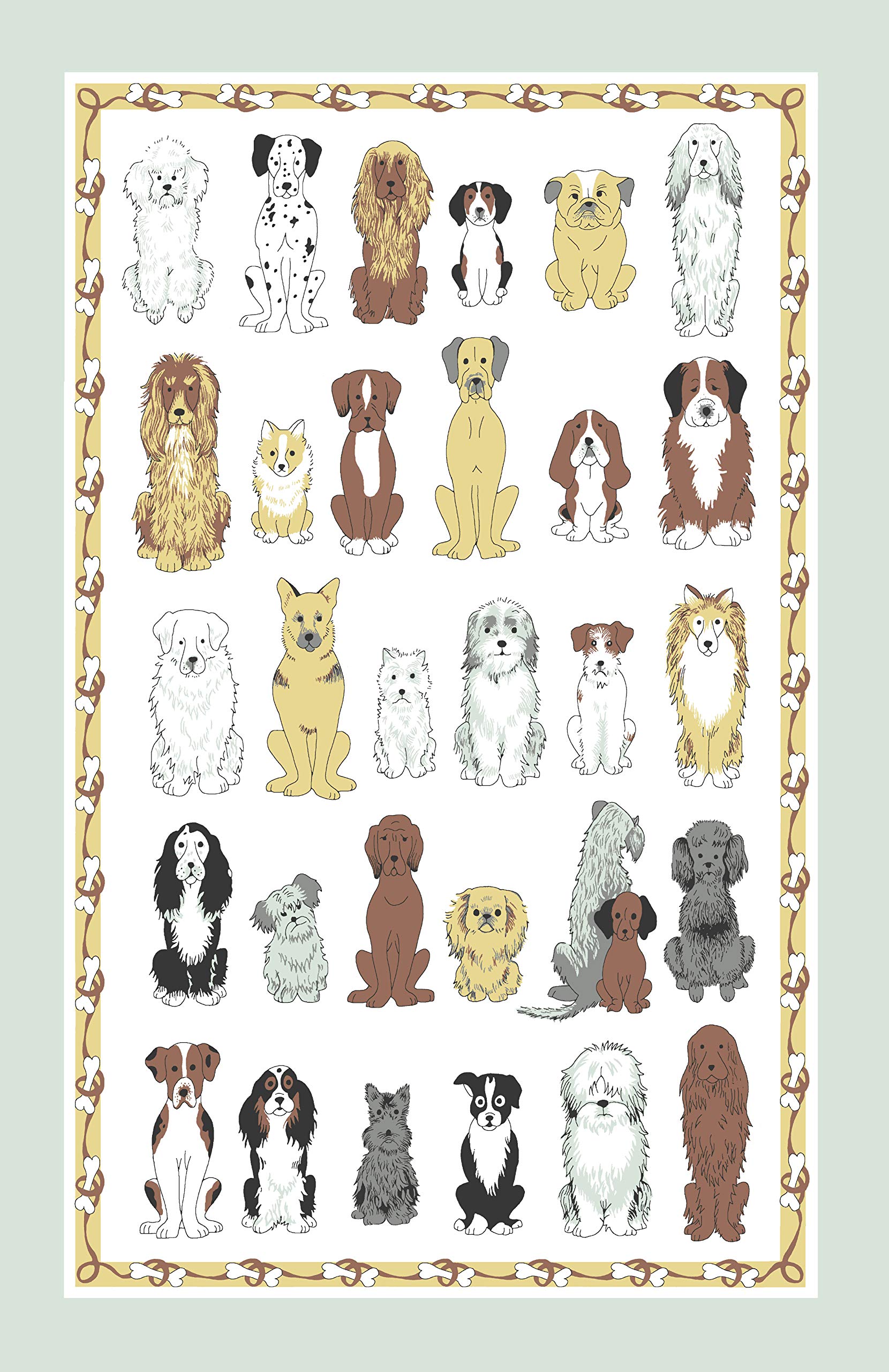 Ulster Weavers - All Dogs Tea Towel (74 x 48cm) - 100% Cotton - Washable - Dogs Dish Cloths/Dish Towel with Natural Bones Border - Kitchen Accessories & Decor with Dog Theme - Dog Lovers Gifts