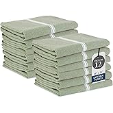 LANE LINEN Kitchen Towels Set - 100% Pure Cotton Dish Towels for Kitchen, Super Absorbent Kitchen Hand Towel, Tea Towels, Soft & Durable Dish Cloths, Pack of 12 – 14”x25”, Olive