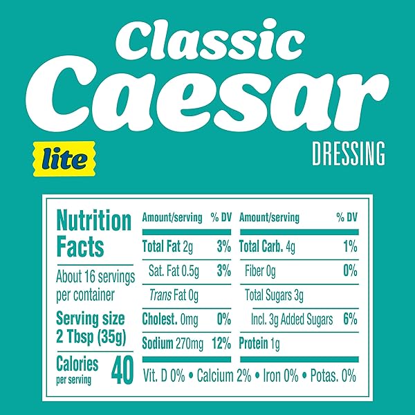 KRAFT LITE CLASSIC CAESAR DRESSING, 16 FL OZ BOTTLE